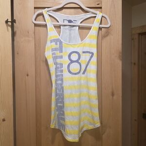 y2k doe Yellow and White Striped Ft Lauderdale Tank Top 2000's vintage racerback
